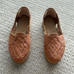 Handmade leather tan huarache shoes